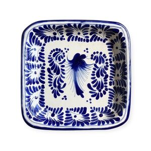 Gorgeous Mexican Talavera Blue / White Small Serving Dish by Pedro Tecayehautl